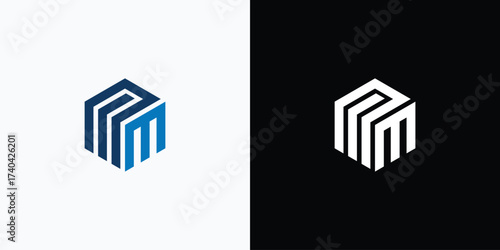 monogram logo featuring stylized letter “M” in an isometric cube form. The clean lines and professional design convey precision, strength, and stability, making it ideal for corporate identity, financ