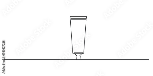 Continuous one line drawing of toothpaste, Object one line, Single line art, Continuous one line drawing of close up of a toothpaste tube graphic illustration
