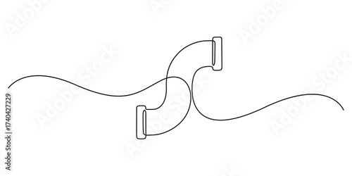 Plastic pipe continuous one line art vector illustration