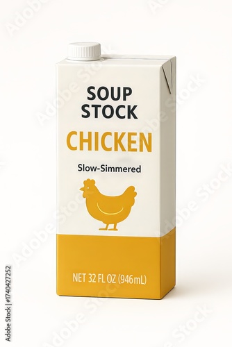 Fake Chicken Soup Stock Packaging with Label Isolated on Blank White Generative Illustration