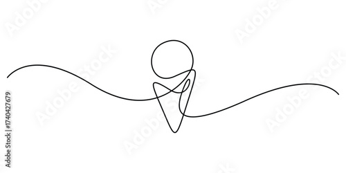 Cone ice cream continuous one line drawing graphic illustration