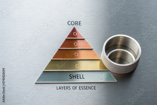 Conceptual diagram of an origami pyramid with ring components