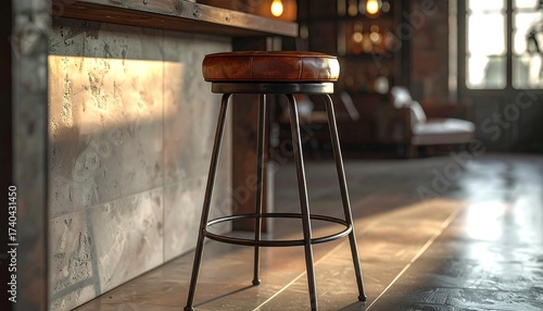 Bar Stool in Warm Light - A Cozy Interior Scene.
