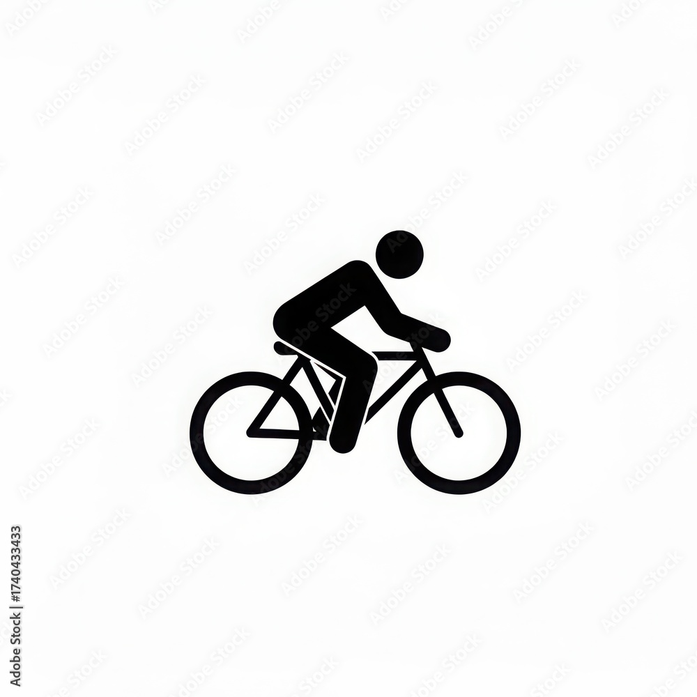 Fototapeta premium Silhouette of a cycler on a bicycle, representing fitness and outdoor activity, isolated on white background.