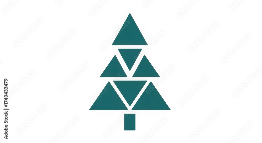 Obraz premium Geometric Teal Christmas Tree On Black Background