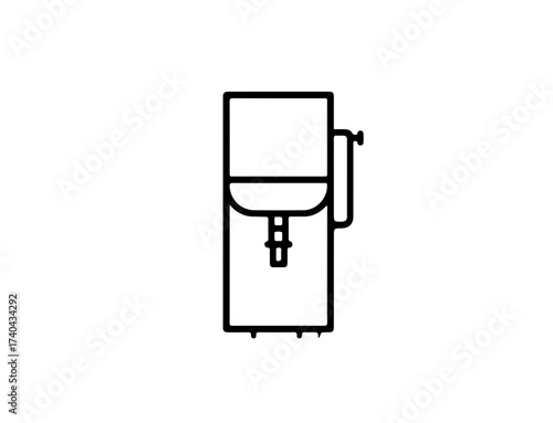 Water cooler minimalist line drawing simple outline office equipment refreshment break high quality professional