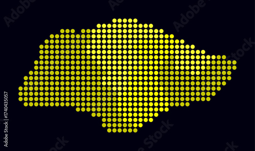 Singapore dotted map. Digital style map of the country on dark background. Singapore shape with circle dots. Colored dots style. Large size circles. Stylish vector illustration.