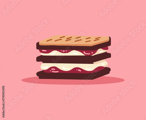 Illustration Monaka Wafer Sandwich