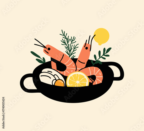 Paella Pan with Seafood