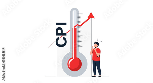 Rising CPI and Concerned Individual Illustration.