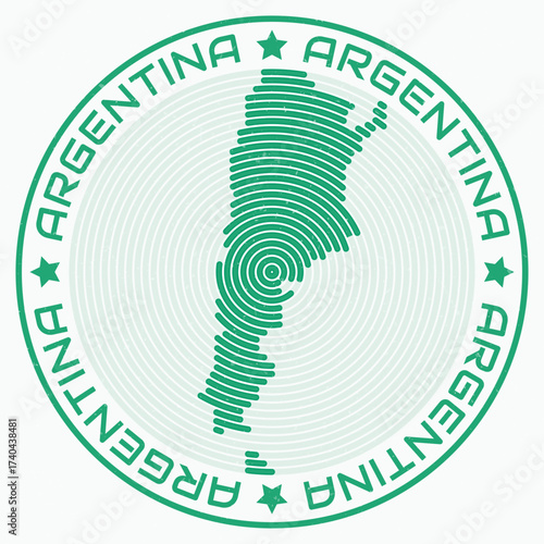 Argentina map with round title. Country shape rings. Argentina text around the country boundary shape. Classy vector illustration.