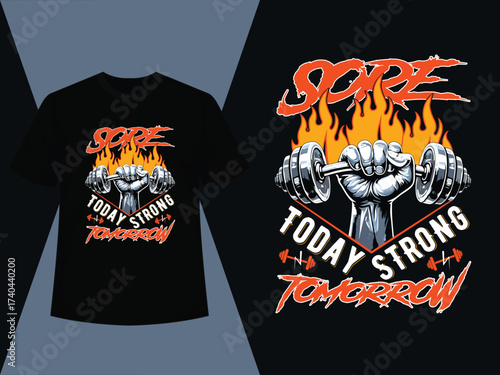Sore Today Strong Tomorrow Fitness T-shirt Design , Fitness Motivational T Shirt Design, Train Hard Fitness Shirt Design, Gym Workout Quote Tee, Gym T-shirt Design 