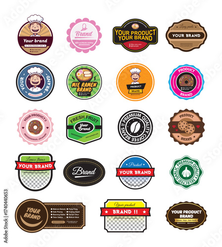 Set of 19 Food Label Templates for Product Packaging