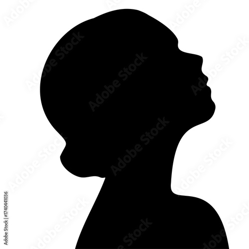 Female Head Silhouette , white color isolated on white background, png transparent