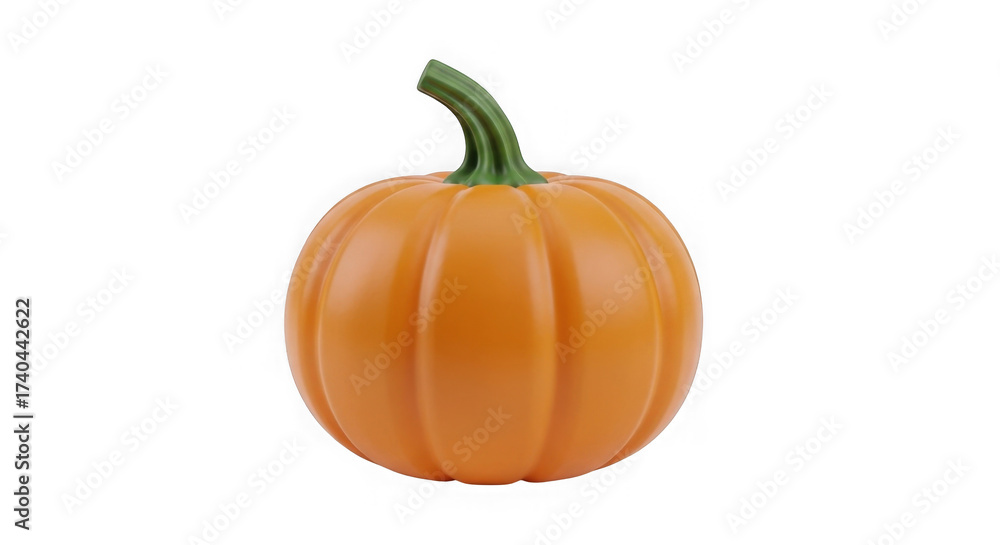 Obraz premium 3d Rendered Orange Pumpkin With Green Stem On Black