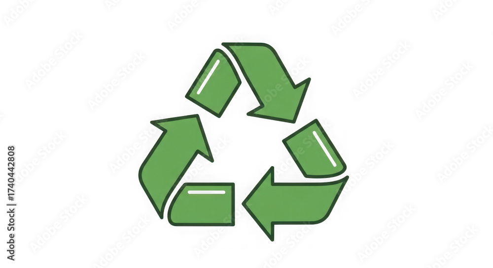 Obraz premium Green Recycling Symbol On Black Background