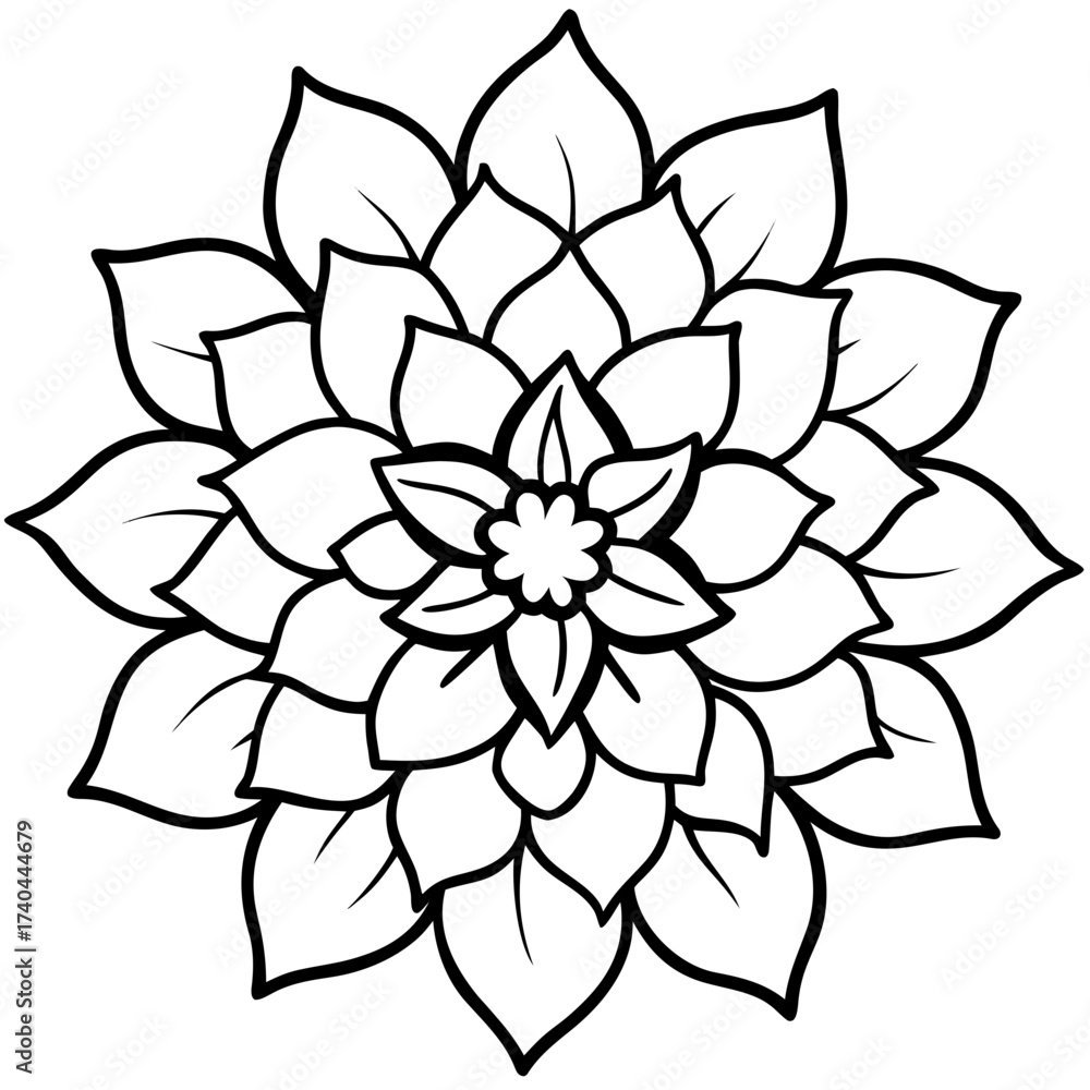 Fototapeta premium Minimal Garden Bloom Pattern Line Art Vector on White Background