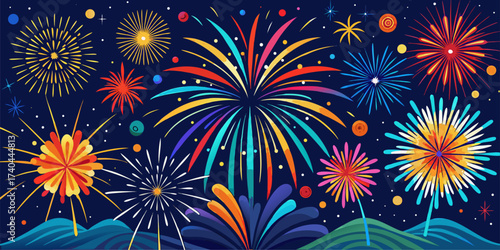 Evening Party Fireworks: Enhance Your Visual Appeal! From digital invitations to posters, these eye-catching illustrations are the key to unforgettable designs.