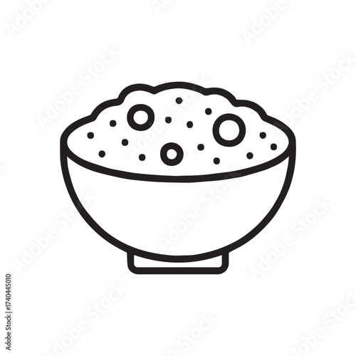 Minimal Line Art Icon of Breakfast Cereal Bowl