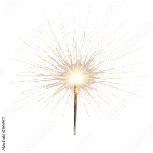 Sparkler bursts with golden light against black backdrop
