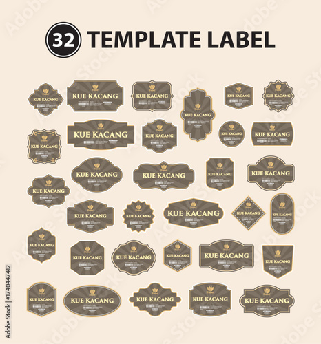 Set of 32 Elegant Vintage Food Label Templates for Product Packaging