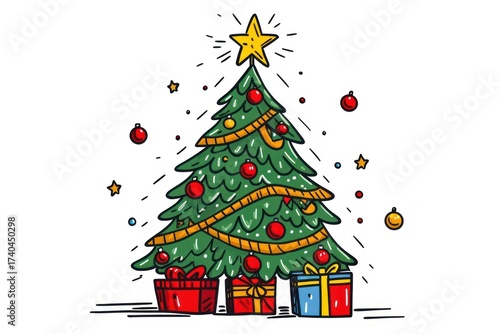 Christmas drawing plant tree.