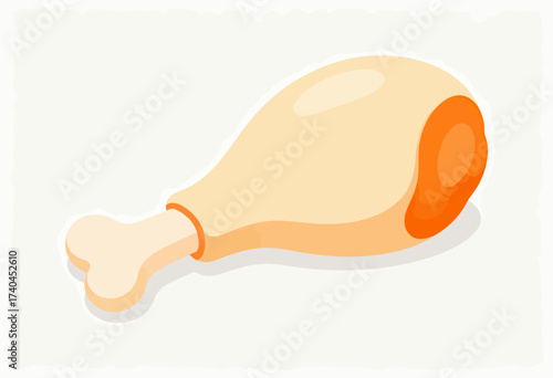 A cartoon chicken leg with a white background. The chicken leg is cut off and the bone is visible