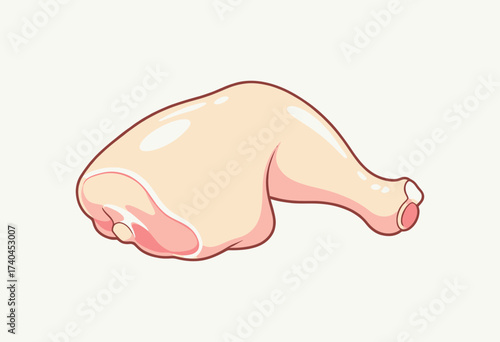 A cartoon drawing of a chicken leg. The leg is cut off and is shown in a white background