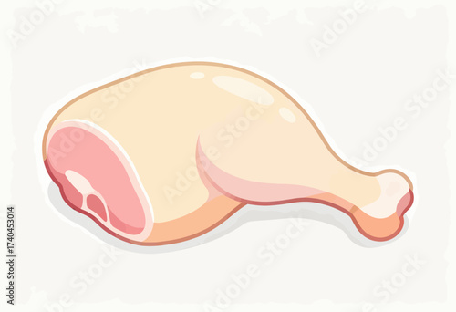 A cartoon drawing of a chicken leg with a pink bone. The drawing is in black and white and has a simple, clean look