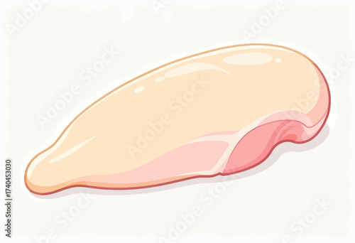 A white chicken breast with pink meat. The breast is cut in half and the pink meat is visible