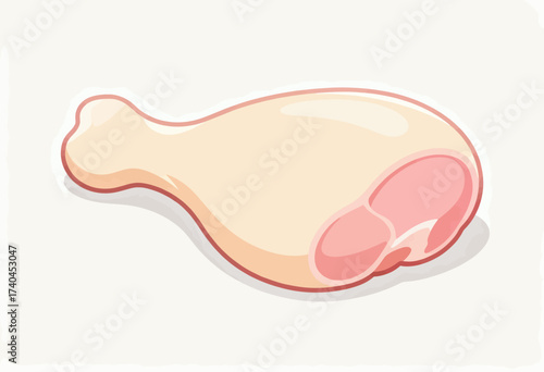A cartoon drawing of a chicken leg with pink meat. The drawing is in black and white and has a simple, clean look