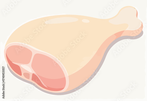 A cartoon drawing of a chicken leg with a pinkish hue. The drawing is of a piece of meat, and it is shown in a white background