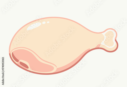 A cartoon drawing of a piece of meat. The meat is cut in half and has a bone sticking out of it