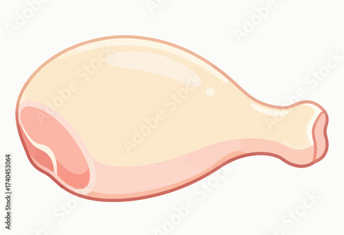 A cartoon drawing of a piece of chicken. The chicken is cut in half and has a pinkish hue