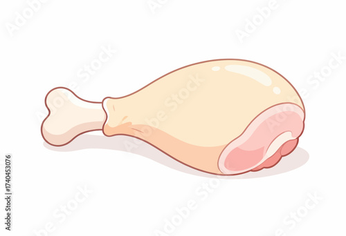 A cartoon drawing of a chicken leg with a white bone. The bone is visible on the left side of the leg