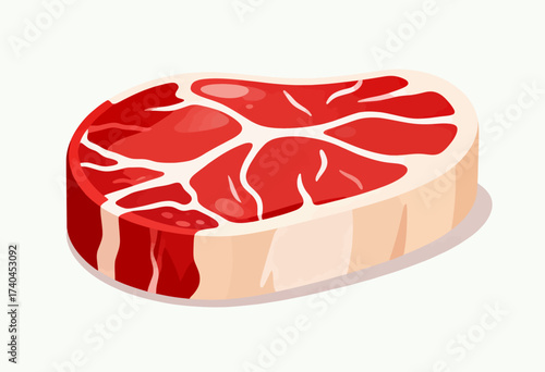 A piece of meat with a red stripe on it. The meat is cut in half and is shown in a close up