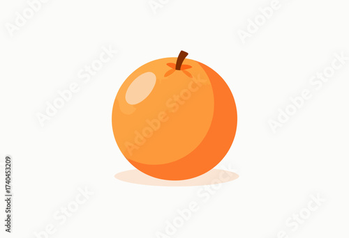 A large orange fruit with a stem. The fruit is sitting on a white background. The image is simple and clean, with no other objects or distractions. The orange is the main focus of the image
