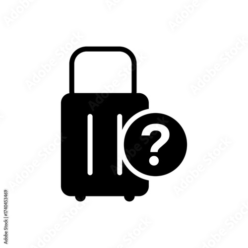 Black Lost Luggage Baggage Question Mark Flat Icon