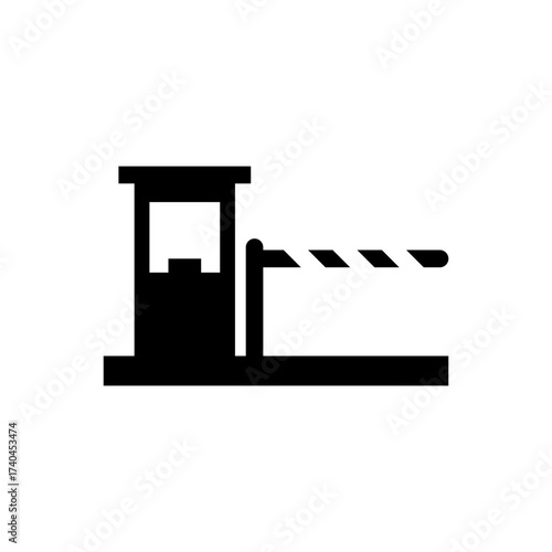 Black Highway Toll Gate Barrier Road Flat Icon Simple