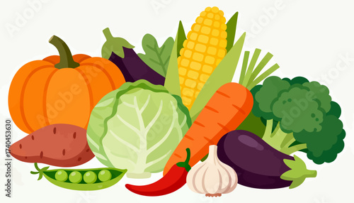 A colorful assortment of vegetables including broccoli, carrots, and potatoes. Concept of abundance and freshness, as well as the importance of incorporating healthy foods into one's diet