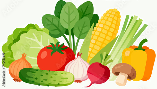 A colorful assortment of vegetables including tomatoes, onions, mushrooms, and squash. Concept of freshness and abundance, highlighting the importance of incorporating healthy foods into one's diet