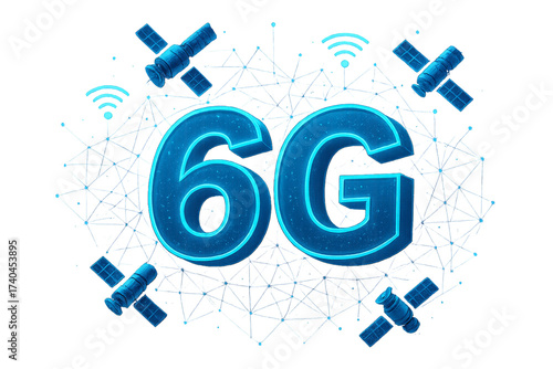 Wallpaper Mural Futuristic Concept of 6G Network with Satellites and Connectivity Design Torontodigital.ca