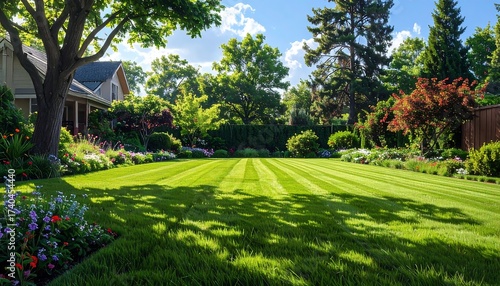 Lush green lawn gleams