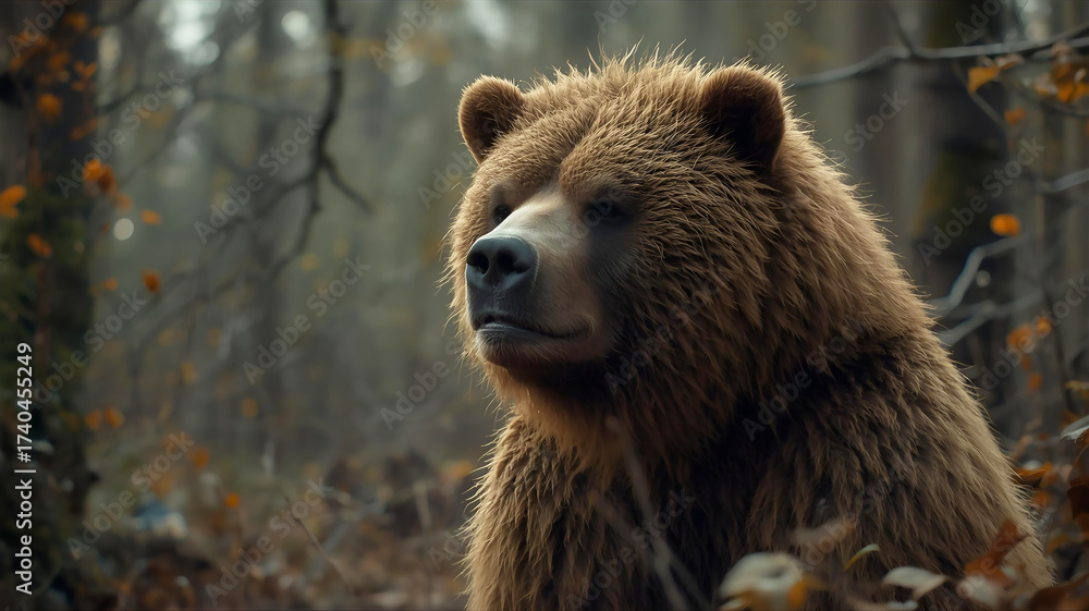 Obraz premium 森に茶色の熊