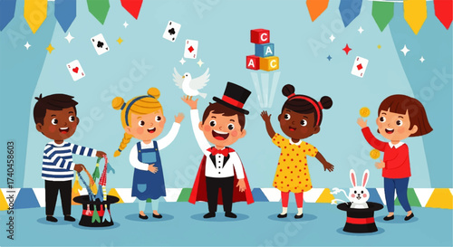 Children Enjoying a Magical Circus Performance.