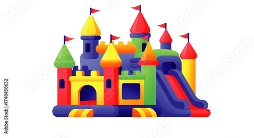 Colorful Inflatable Castle Bounce House Fun.