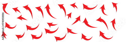 Red arrow curve direction vector. Set of long Red curve arrow icon vector . Red curve arrow icon set. long arrow icon set. curve arrow vector illustration. Curved or arch arrow. Design eps 10