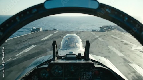 Thrilling First-Person View of Fighter Jet Launching from Aircraft Carrier Deck Over Open Ocean