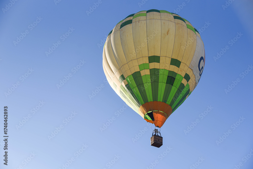 Fototapeta premium Balloons taking off into the blue sky