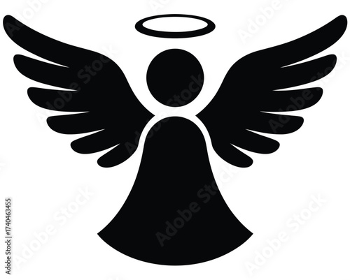 Guardian Angel Symbol: A stylized guardian angel illustration, with outstretched wings and a halo, symbolizing protection and guidance. It's a powerful emblem of faith, hope, and spiritual connection.